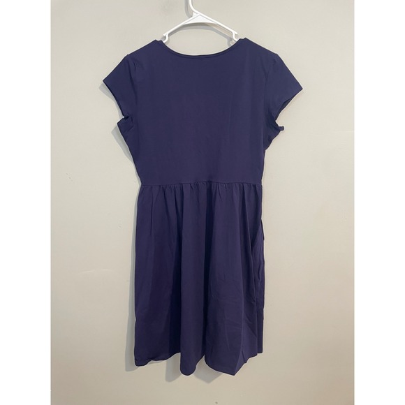 Pact Cotton Fit & Flare Crossover Dress In Eclipse Size Large Granola Girl - Picture 6 of 10